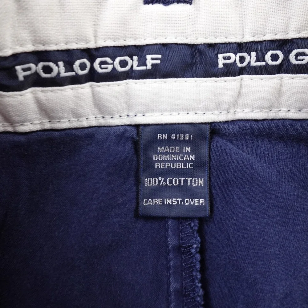 VTG Ralph Lauren Shorts Mens 40 Blue Chino Polo Golf Crest Preppy Pleated Casual